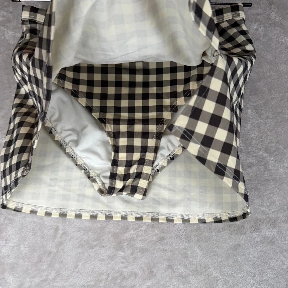 Hanna Andersson Girls Black White‎ Gingham Swim Skirt Built-in Brief Size 12 150